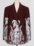 Ladies Long Sleeve Single Breasted Bronzing Print Suit Coat