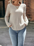 Autumn Crew Neck Long Sleeve Casual Shirt for Lady