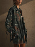 Women's Vintage Wash Oversized Utility Cargo Shirt Jacket