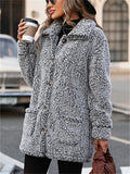Women's Autumn Solid Color Mid-Length Single Breasted Fleece Coats