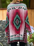 Ethnic Geometric Print Long Sleeve Cardigan Shirt for Women