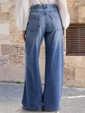 Women's Trendy High Waist Blue Wide Leg Bootcut Denim Pants