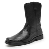 Faux Crocodile Skin Vintage Western Cowboy Boots for Men