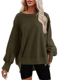 Women's Oversized Crew Neck Side Slit Street Sweatshirt
