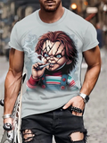 Men's Stylish Chucky Print Streetwear Round Neck Short Sleeve T-Shirts