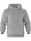 Men's Autumn Solid Color Rhombus Pattern Pullover Fleece Hoodie