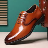 Men's Office Wear British Lace Up Glossy Dress Shoes