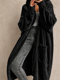 Womens Long Velvet Robe Soft Plush Outerwear with Pockets