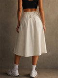 Womens Utility Cargo Midi Skort High Waist Hiking Skirt