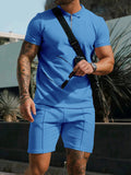 Sporty Short Sleeved Polo Collar Outfits for Men