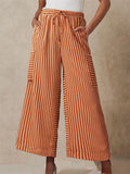 Summer Striped High Waist Wide Leg Casual Pants for Women‌