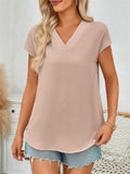 Women's Summer Solid Color V Neck BatWing Sleeve Shirts
