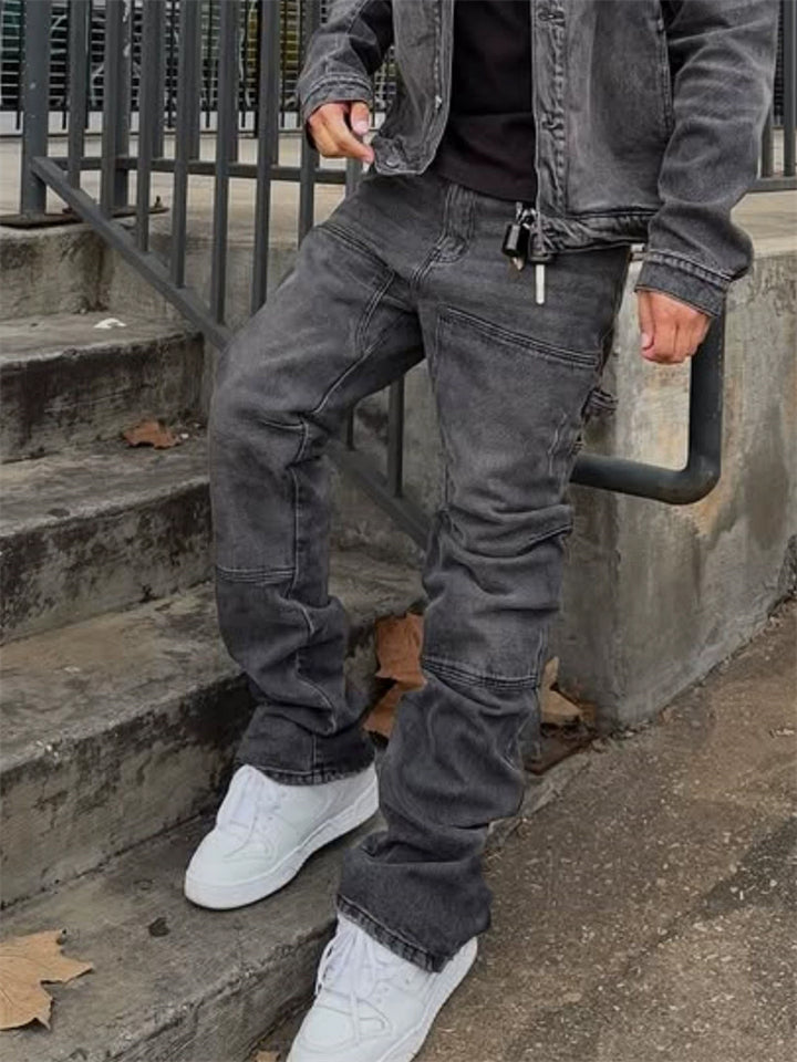 Men's Distressed Slim Fit Denim Jeans with Pockets