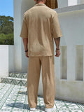 Men's Summer Relaxed Short Sleeve Shirt + Casual Pants Sets