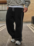 Men's Casual Solid Color Sports Drawstring Wide Leg Trousers