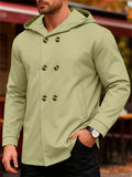 Men's Autumn Casual Solid Color Double Breasted Hooded Coats