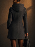 Women Quilted Sleeve Hooded Moto Coat with Asymmetric Zip