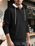 Men's Autumn Casual Solid Color Rhombus Jacquard Pullover Hoodie