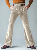 Men's Solid Color Casual Slim Flared Trousers