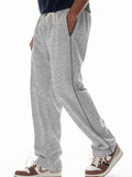 Men's Casual Solid Color Elastic Waist Wide Leg Sweatpants