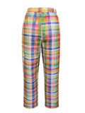 Women's Summer Contrast Color Plaid Drawstring Pants