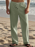 Men's Solid Color Holiday Style Casual Drawstring Beach Trousers