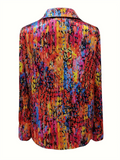 Trendy V Neck Long Sleeve Vibrant Floral Print Blouses for Women