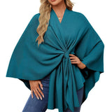 ‌Womens Elegant Cross Front Soft Poncho Sweater Shawl Wrap