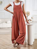 Female Summer Linen Cotton Strappy Wide Leg Jumpsuits