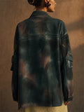 Women's Vintage Wash Oversized Utility Cargo Shirt Jacket