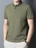 Men's Summer Simple Contrast Trim Short Sleeve Polo T-Shirts