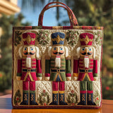 Nutcracker Soldier Print Quilted Canvas Tote Bag