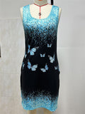 Women's Casual Contrast Color Printed Sleeveless Tank Dress