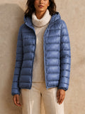 Women Hooded Puffer Jacket Zip Up Lightweight Outerwear