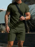 Sporty Short Sleeved Polo Collar Outfits for Men