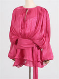 Women's Bishop Sleeve Ruffled Skirt Mini Dress