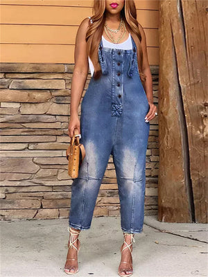 Fashion Relaxed Hard-wearing Ladies Denim Jumpsuits