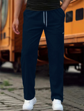 Men's Comfortable Textured Casual Regular Fit Straight Leg Pants