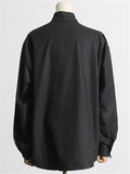 Solid Color Loose 3D Flower Button Up Lapel Long Sleeve Women Blouses