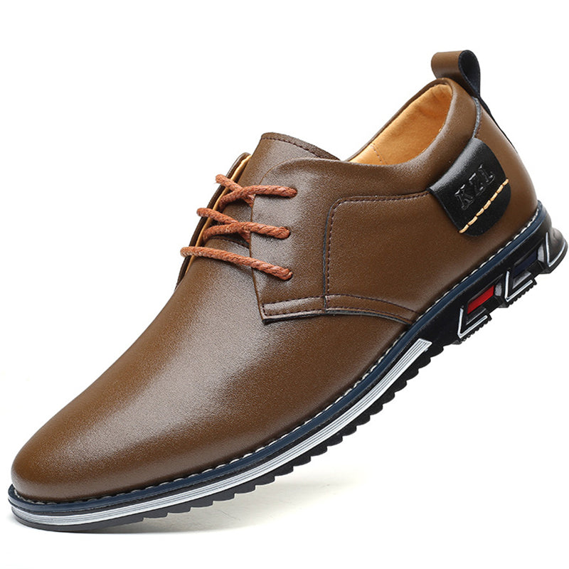 Men's Faux Leather Soft Solid Color Lace Up Flats Shoes