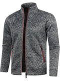 Men's Autumn Contrast Trim Stand Collar Long Sleeve Zip Up Jackets
