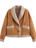 Women's Winter  Lapel Single Breasted Fleece-lined Coat