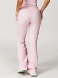 Comfy High-Waist Drawstring Workout Fitness Flared Yoga Pants for Women