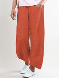 Female Solid Color Mid-Rise Loose Casual Straight-Leg Pants