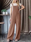 Women's Summer Casual Solid Color Pockets Strap Jumpsuits