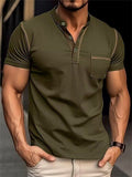 Men's Casual Short Sleeved Pullover Henley Shirt