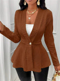 Autumn Women's Slim Fit Blazer with Cable Knit Pattern OneButton Closure