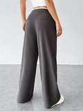 ‌Gray Wide Leg Casual Pants for Women with Drawstring Waist‌