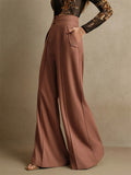Womens Elegant High Waist Wide Leg Office Work Dress Pants