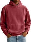 Men's Winter Thicken Solid Color Kangaroo Pocket Hooded Sweatshirts